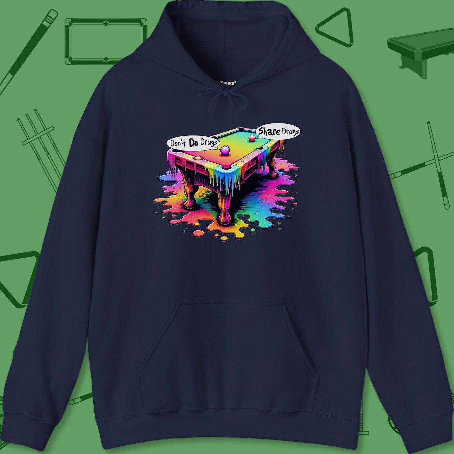 A Hoodie with billiards-themed design from Crossbank Clothing