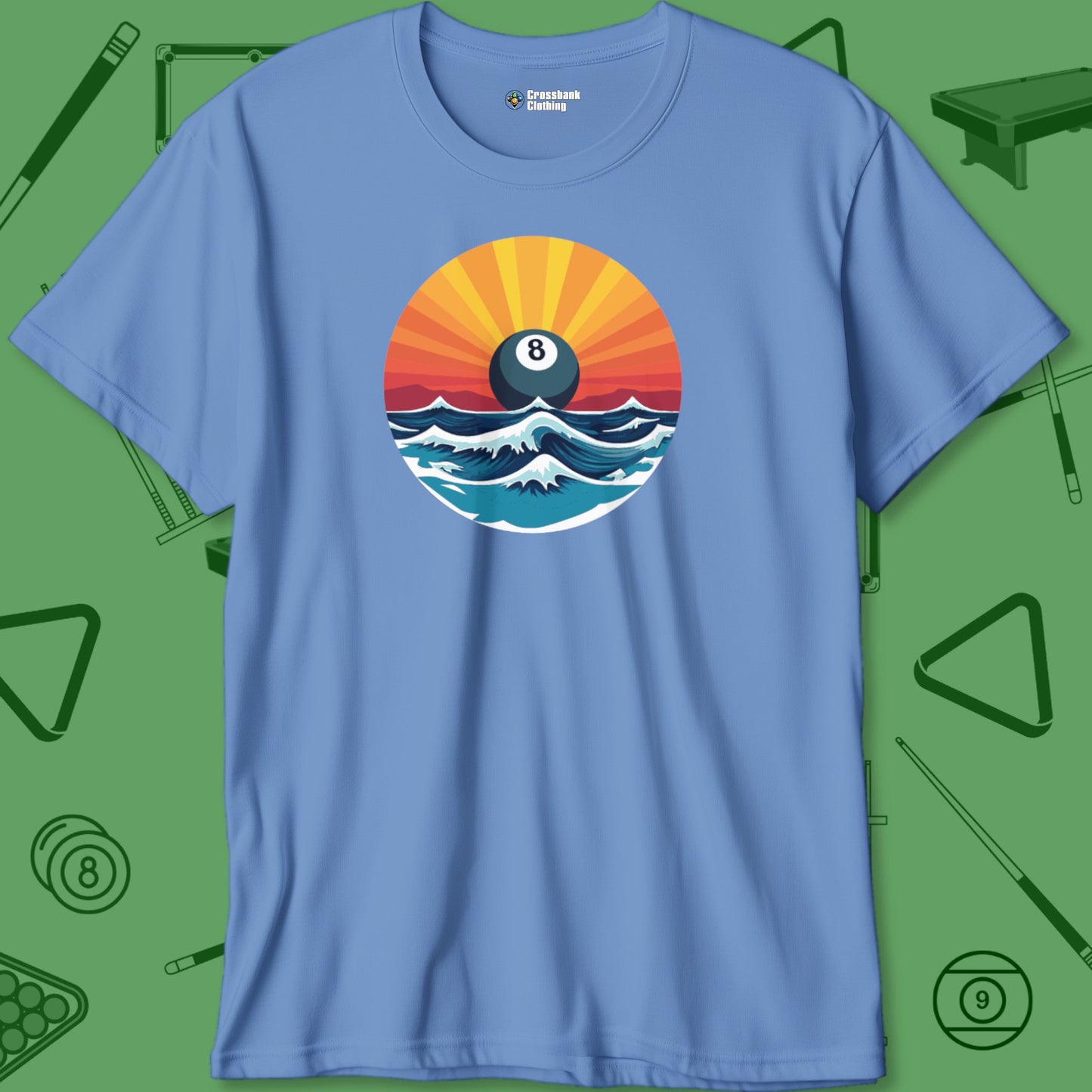 A T-Shirt with billiards-themed design from Crossbank Clothing