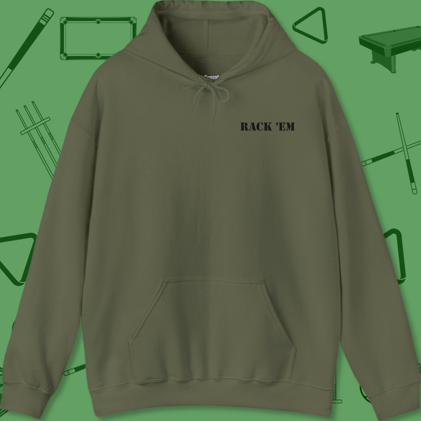 A Hoodie with billiards-themed design from Crossbank Clothing