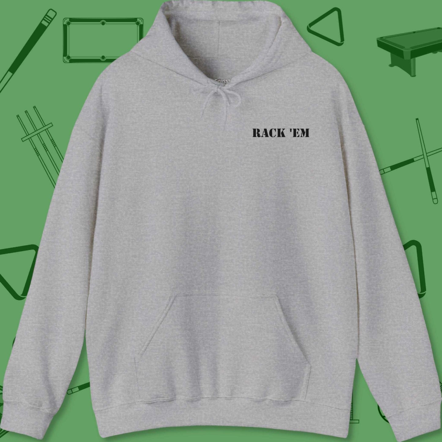 A Hoodie with billiards-themed design from Crossbank Clothing