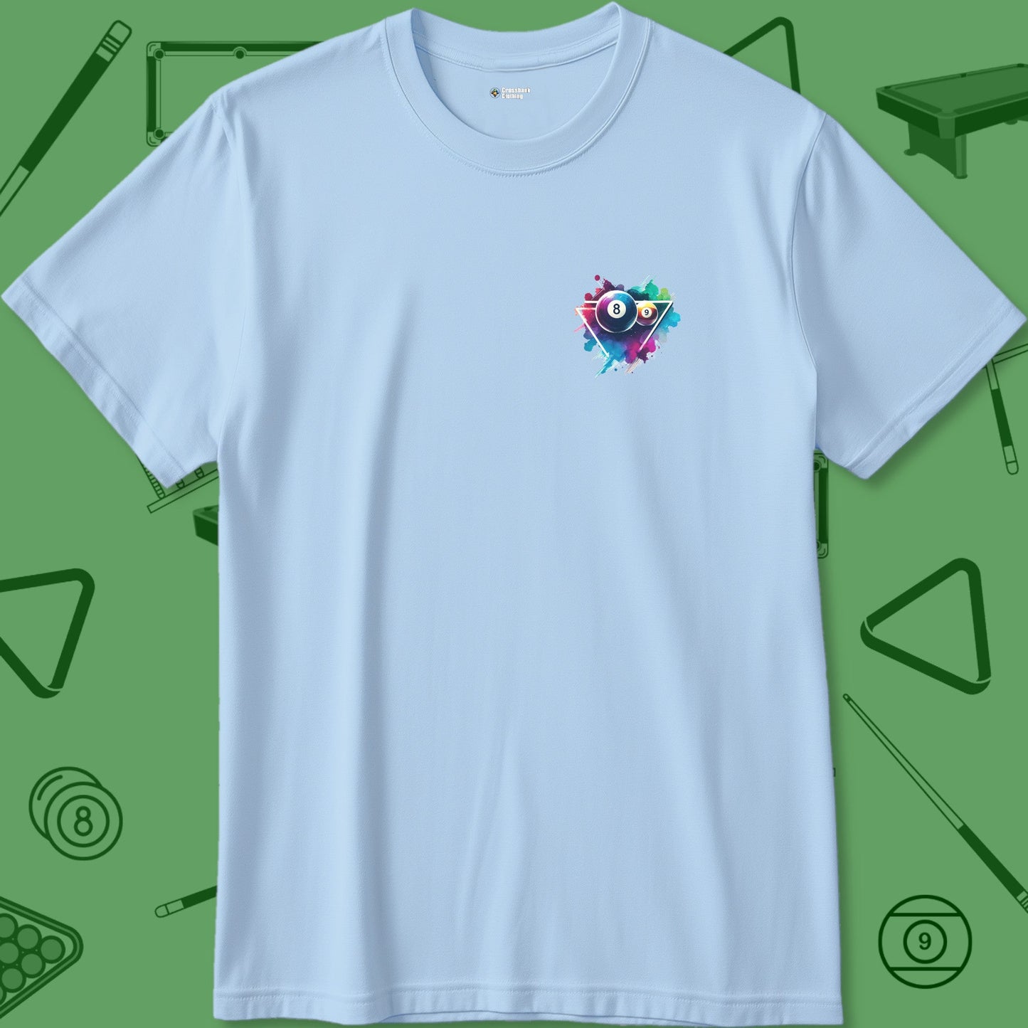 A T-Shirt with billiards-themed design from Crossbank Clothing