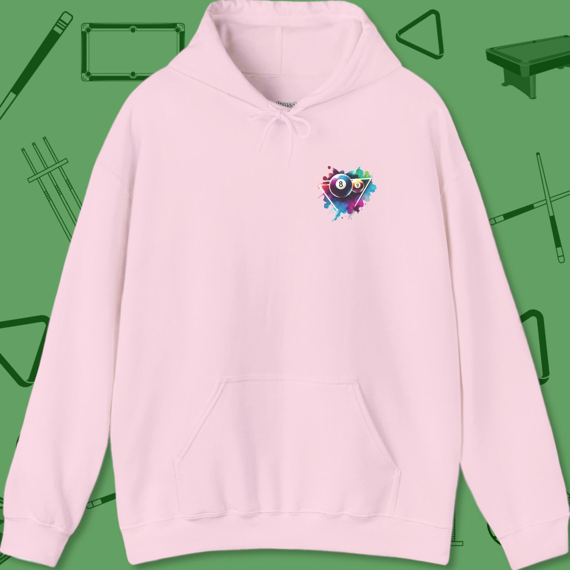 A Hoodie with billiards-themed design from Crossbank Clothing