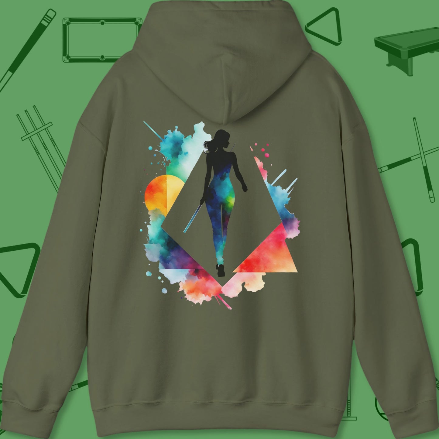 A Hoodie with billiards-themed design from Crossbank Clothing