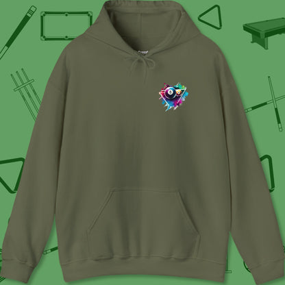 A Hoodie with billiards-themed design from Crossbank Clothing