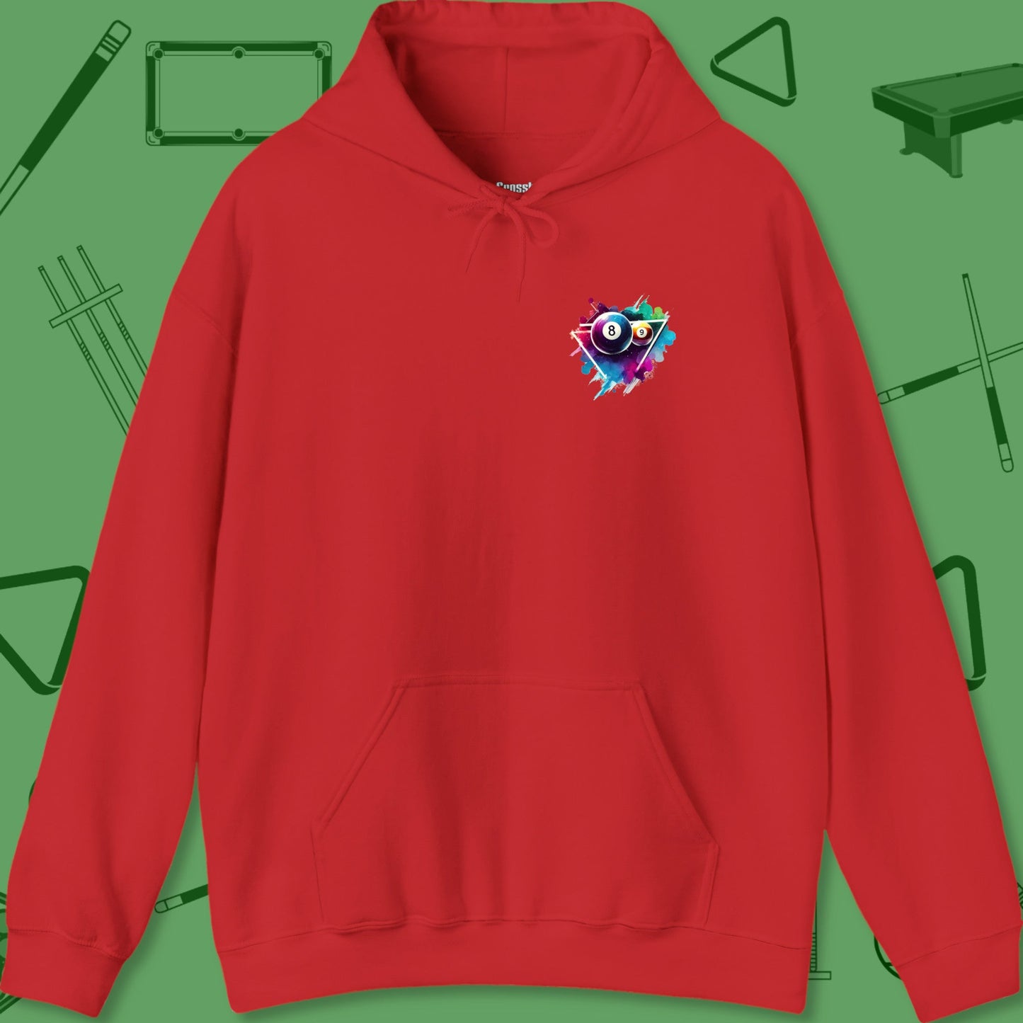 A Hoodie with billiards-themed design from Crossbank Clothing