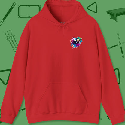 A Hoodie with billiards-themed design from Crossbank Clothing