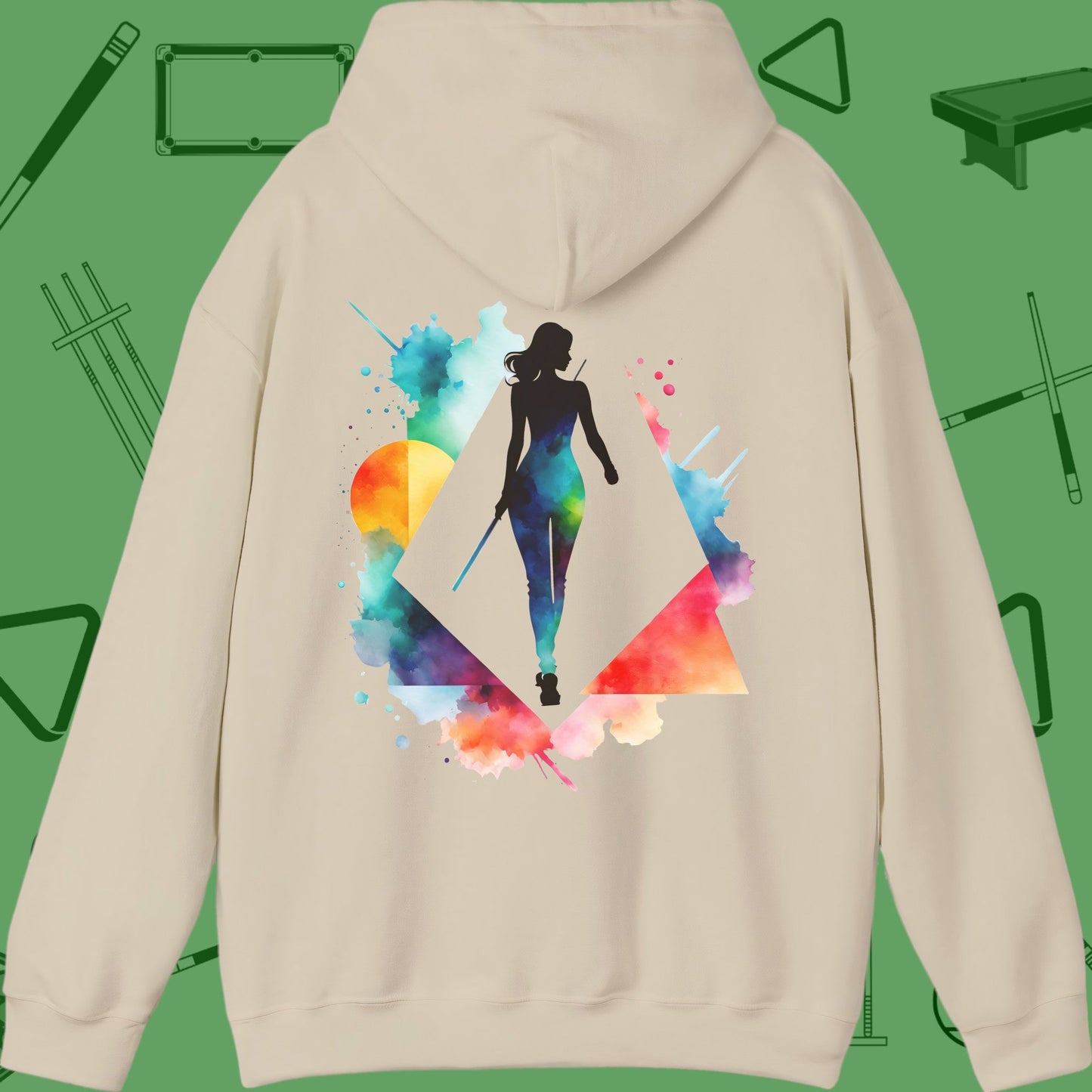 A Hoodie with billiards-themed design from Crossbank Clothing