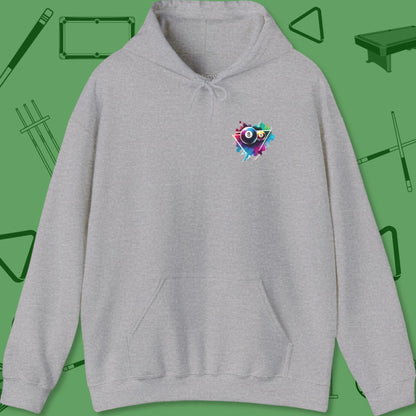 A Hoodie with billiards-themed design from Crossbank Clothing