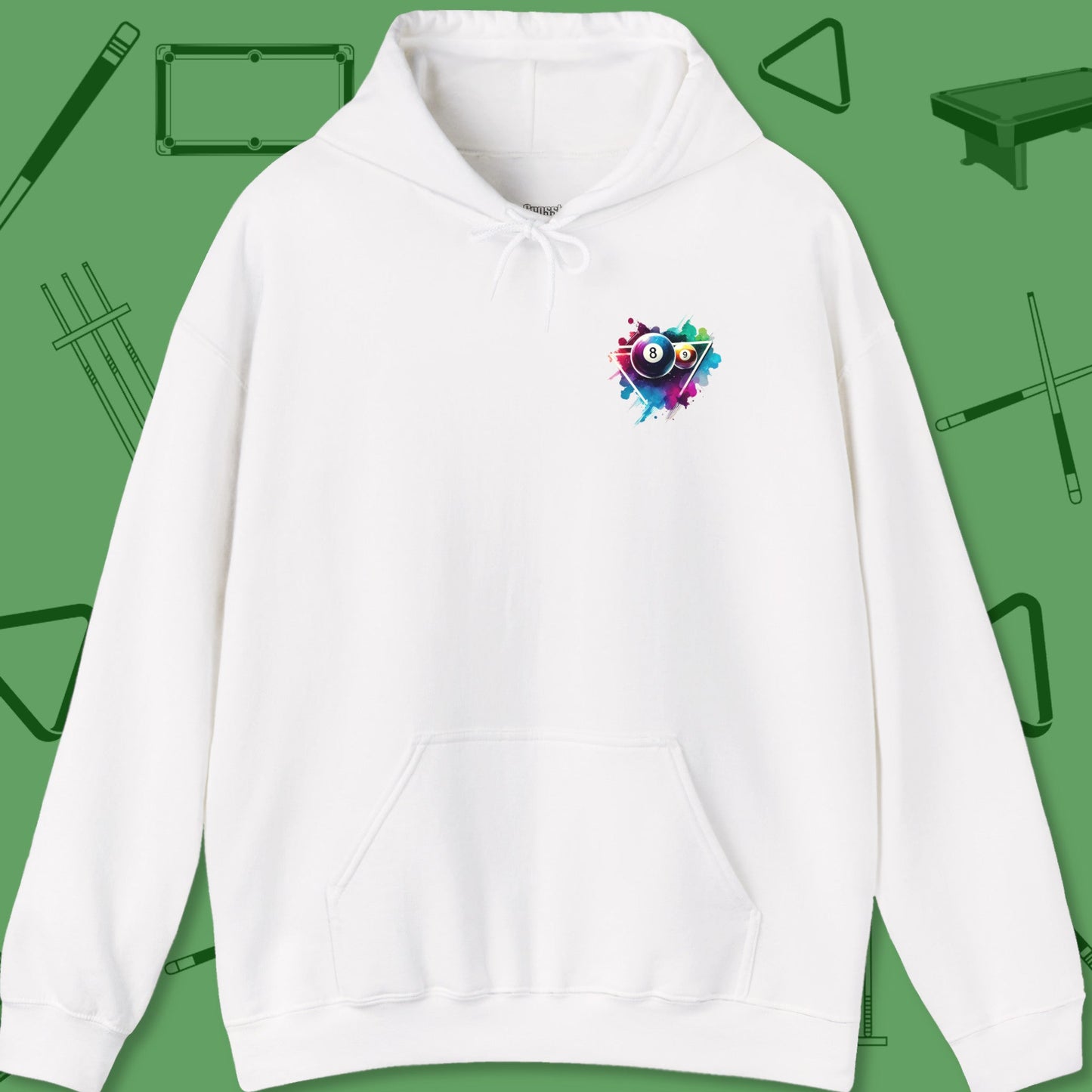 A Hoodie with billiards-themed design from Crossbank Clothing