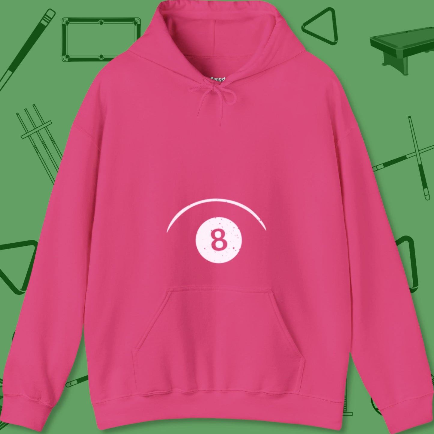 A Hoodie with billiards-themed design from Crossbank Clothing