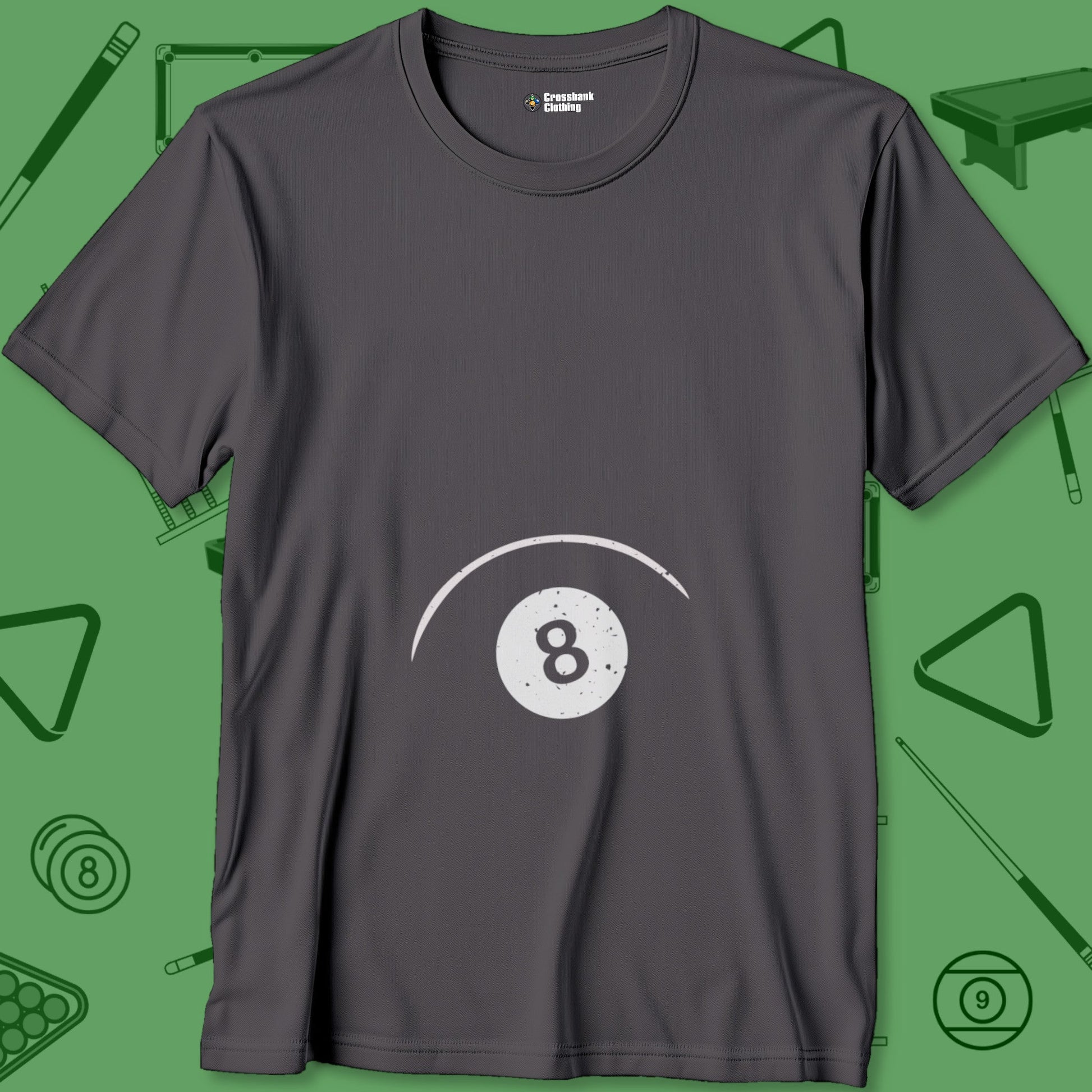 A T-Shirt with billiards-themed design from Crossbank Clothing