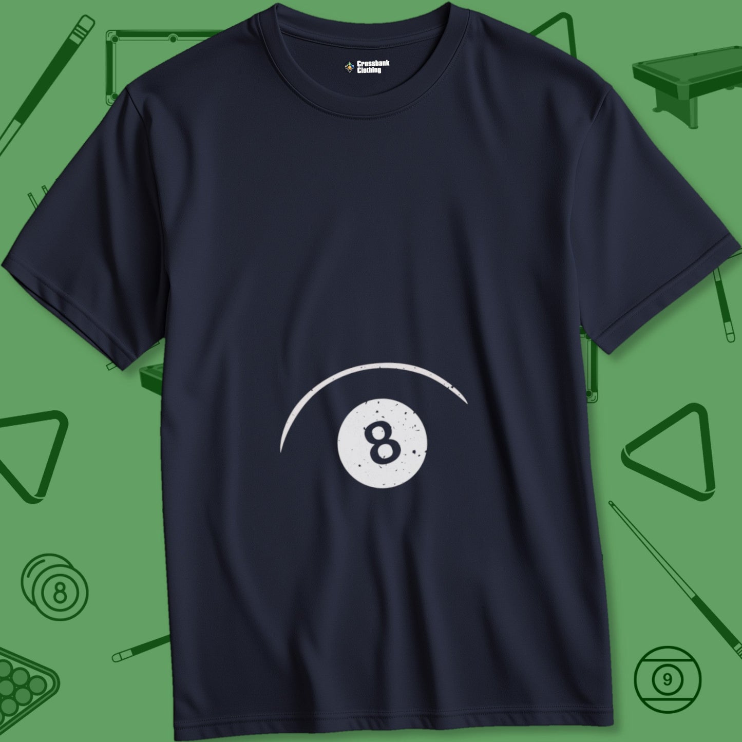 A T-Shirt with billiards-themed design from Crossbank Clothing