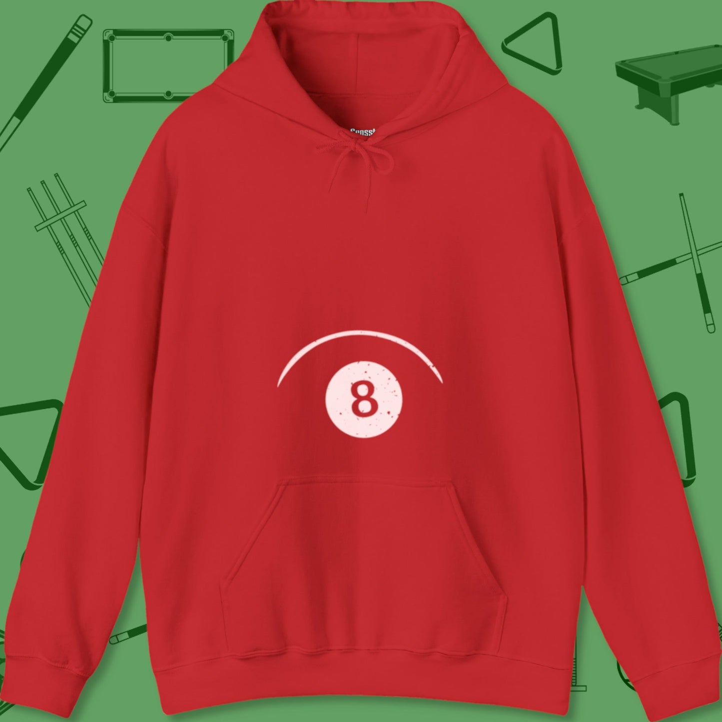 A Hoodie with billiards-themed design from Crossbank Clothing