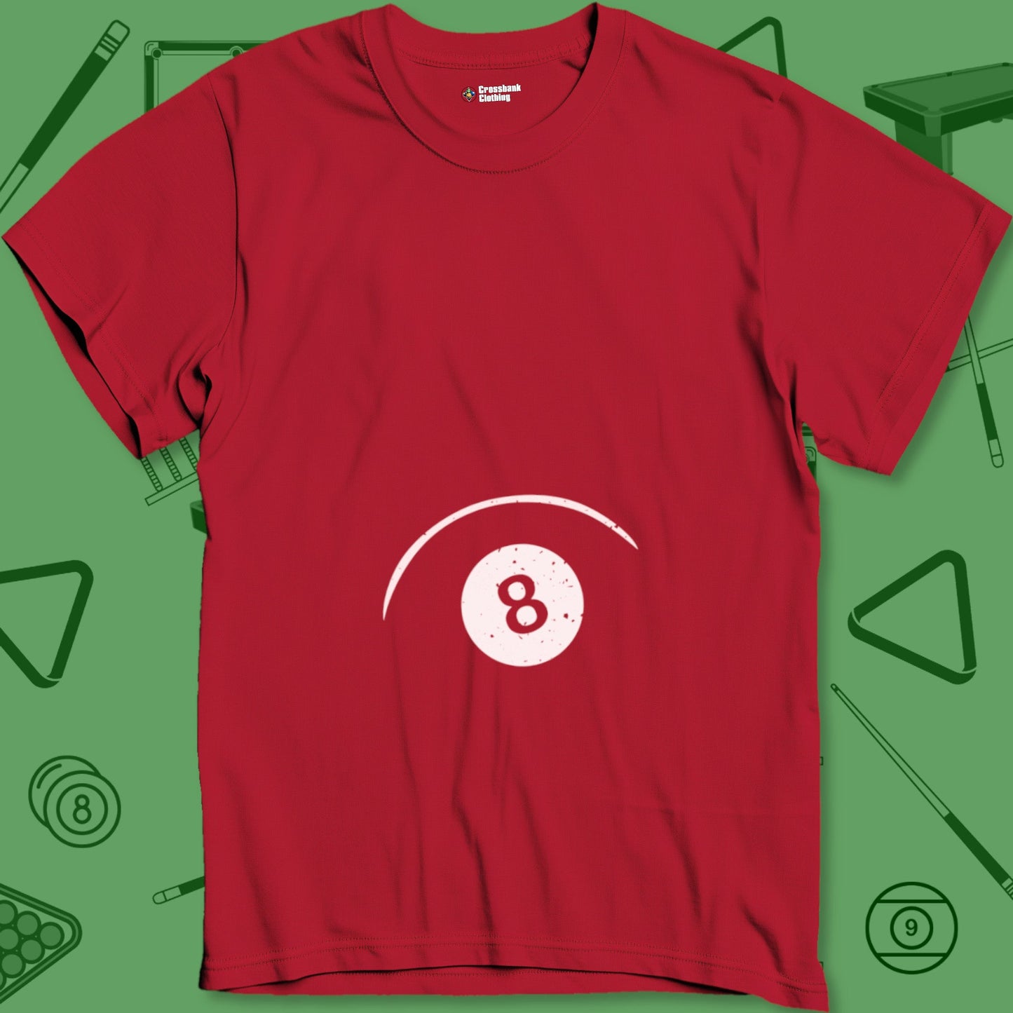 A T-Shirt with billiards-themed design from Crossbank Clothing