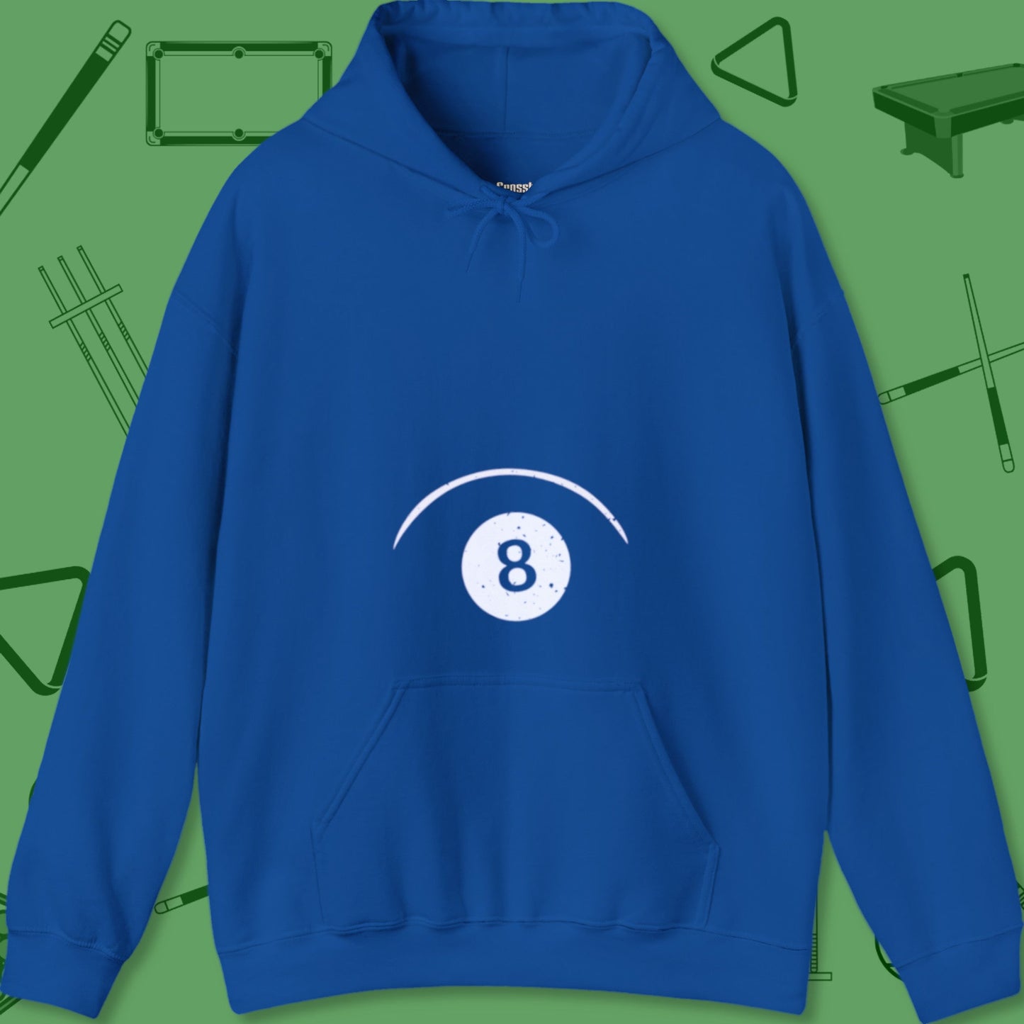 A Hoodie with billiards-themed design from Crossbank Clothing