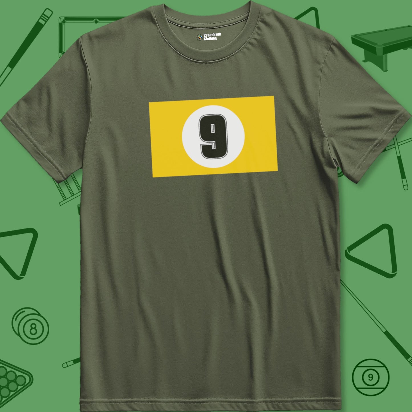 A T-Shirt with billiards-themed design from Crossbank Clothing