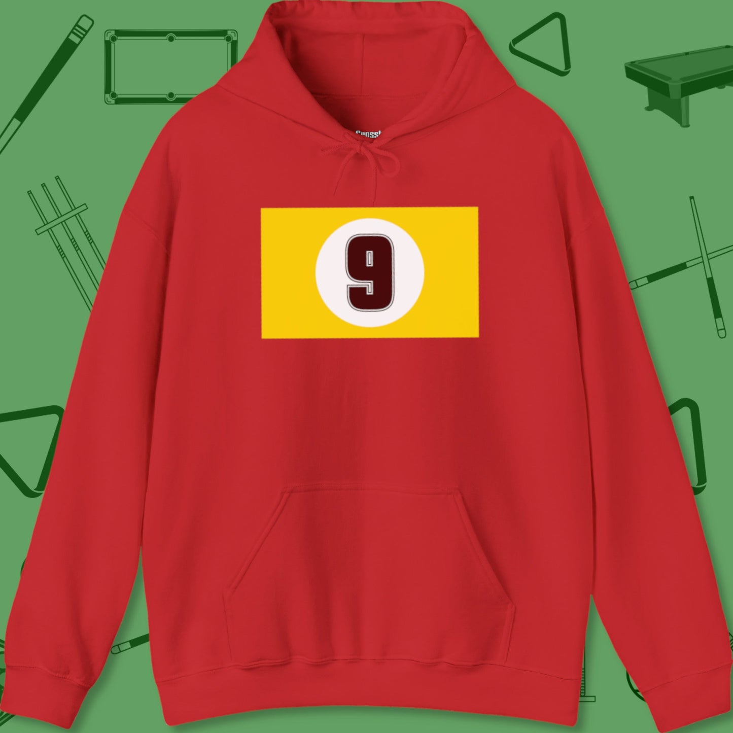 A Hoodie with billiards-themed design from Crossbank Clothing