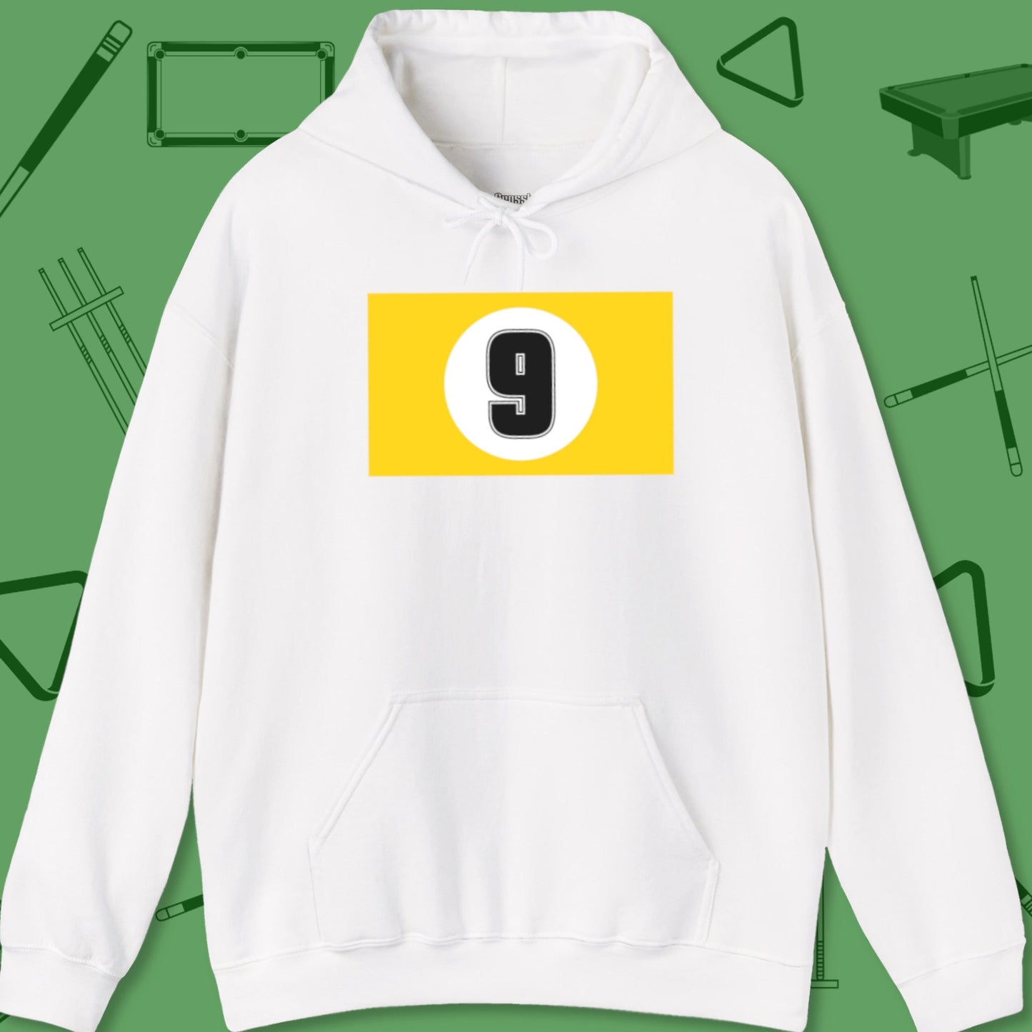 A Hoodie with billiards-themed design from Crossbank Clothing