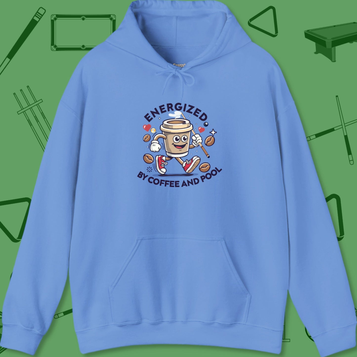 A Hoodie with billiards-themed design from Crossbank Clothing