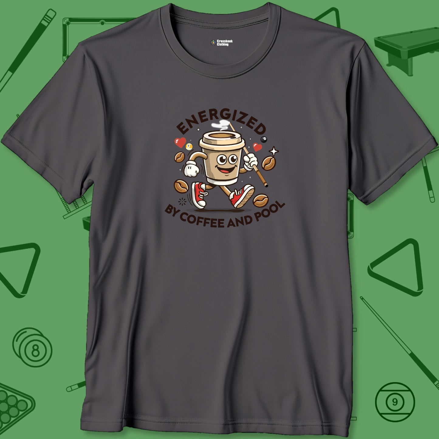 A T-Shirt with billiards-themed design from Crossbank Clothing