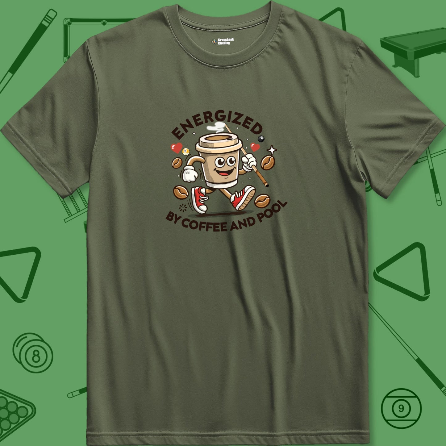 A T-Shirt with billiards-themed design from Crossbank Clothing