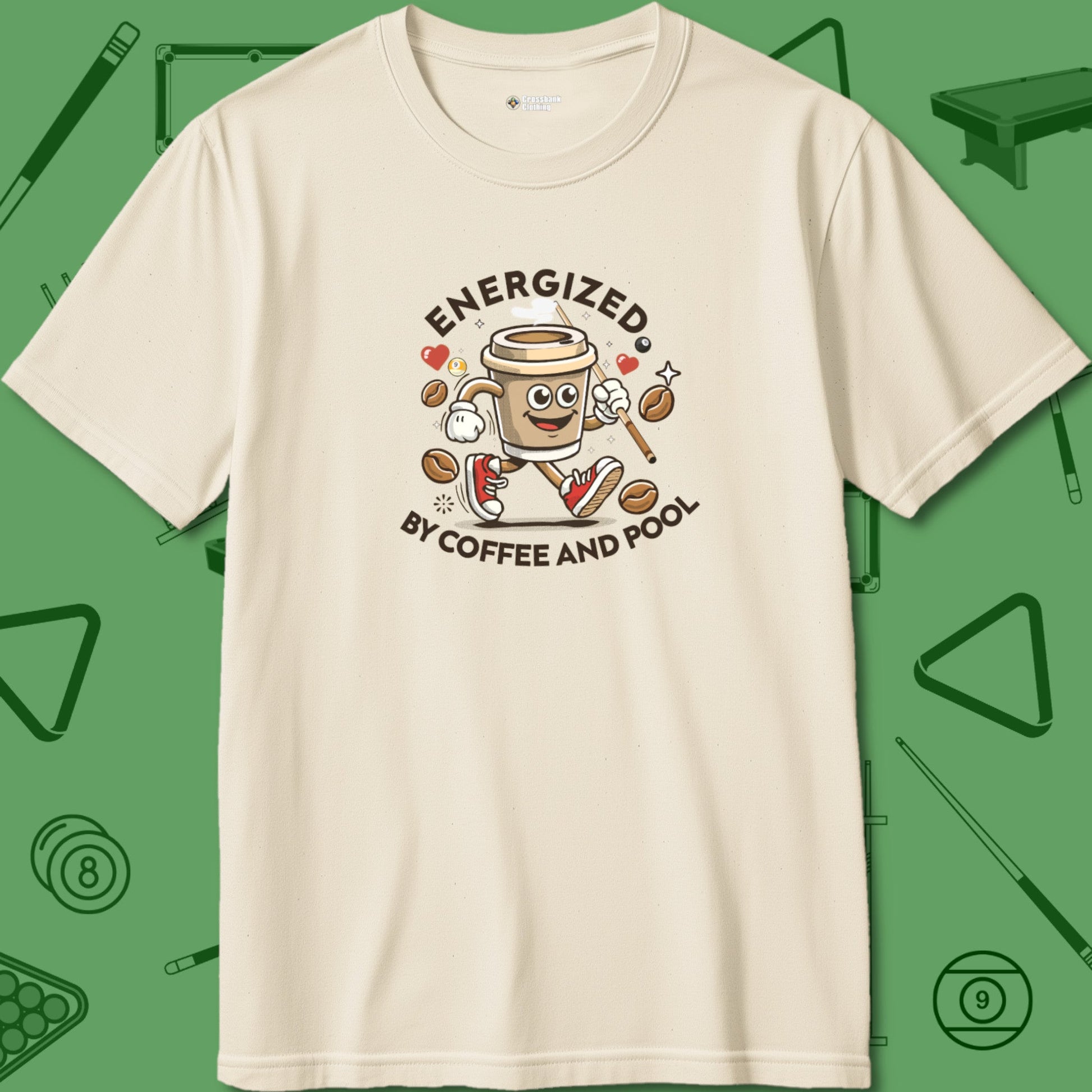 A T-Shirt with billiards-themed design from Crossbank Clothing