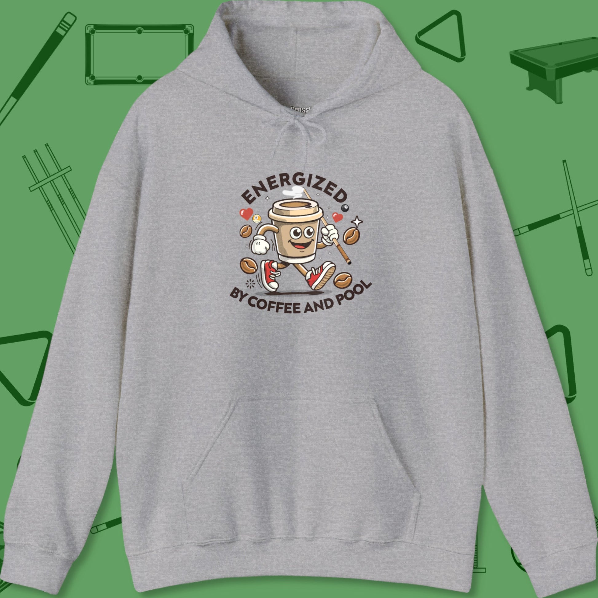 A Hoodie with billiards-themed design from Crossbank Clothing