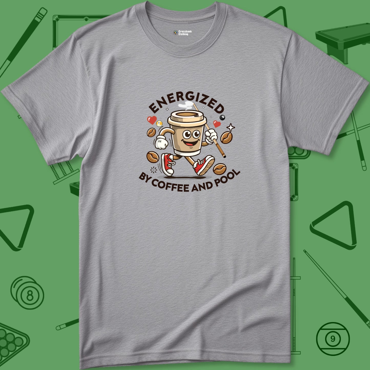 A T-Shirt with billiards-themed design from Crossbank Clothing