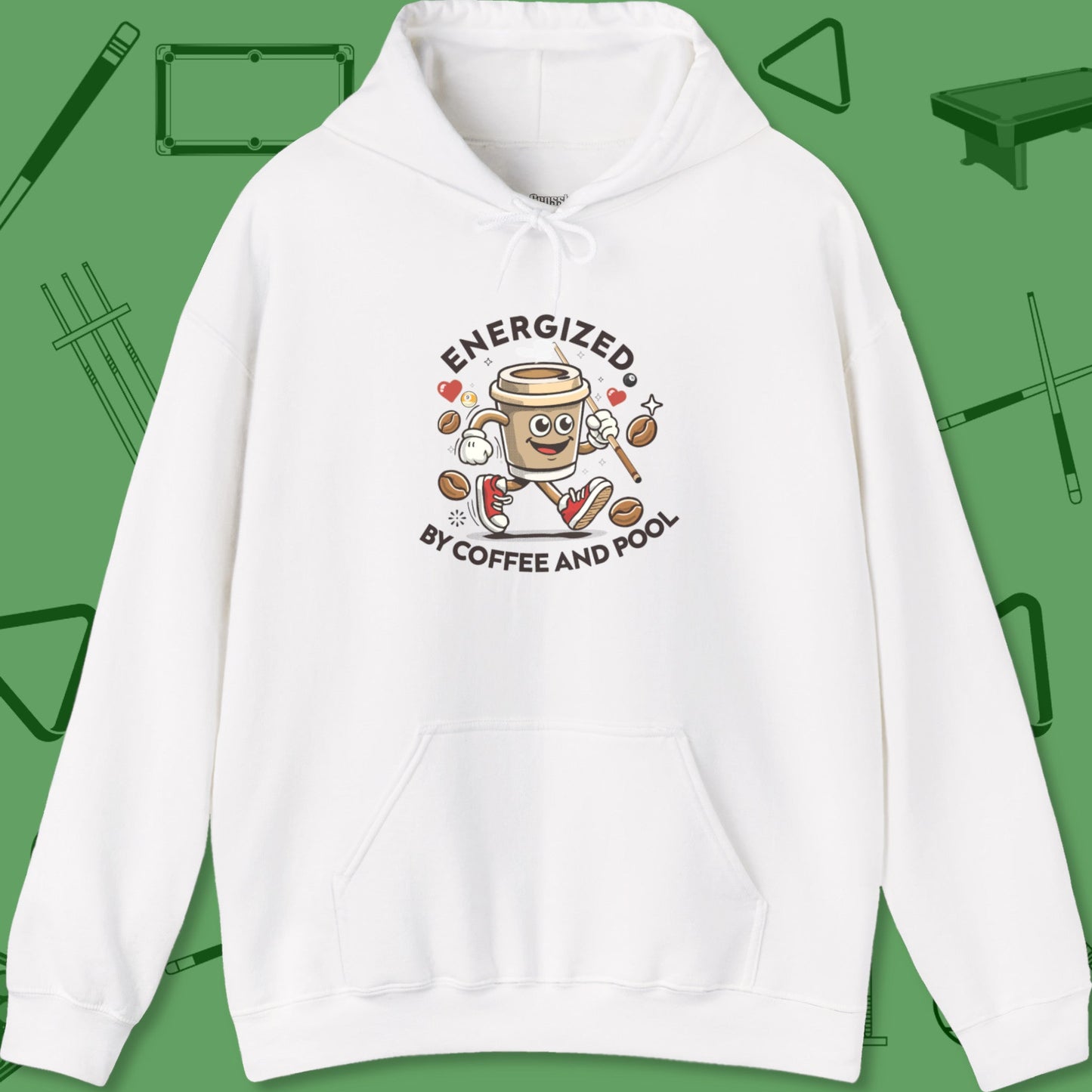 A Hoodie with billiards-themed design from Crossbank Clothing