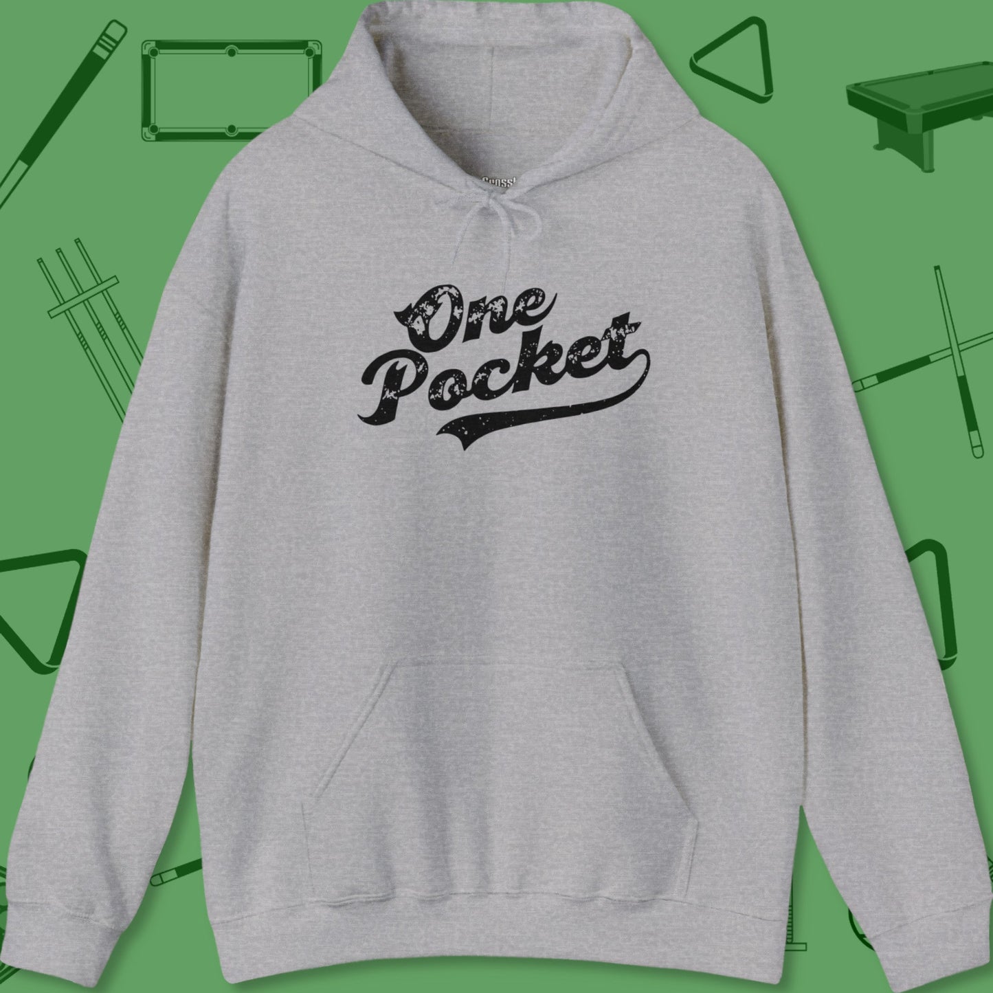 A Hoodie with billiards-themed design from Crossbank Clothing