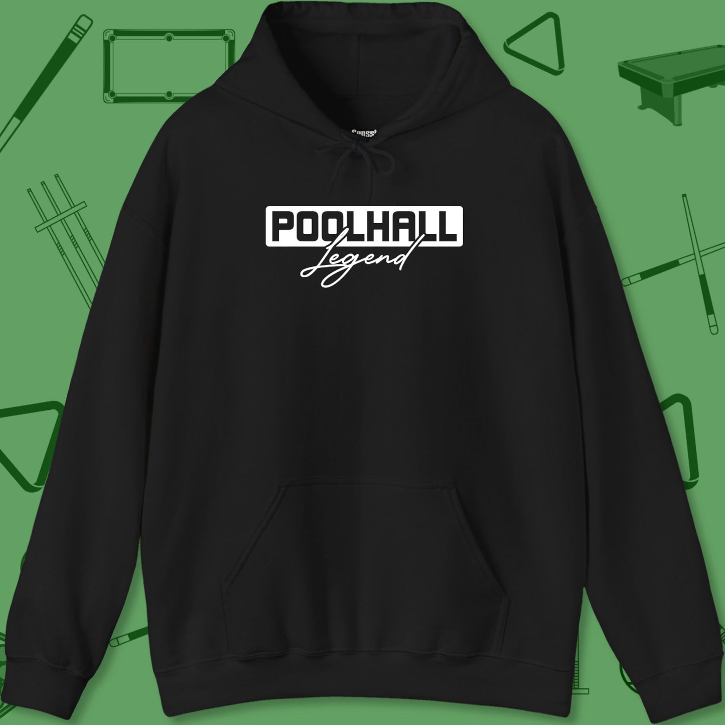 A Hoodie with billiards-themed design from Crossbank Clothing