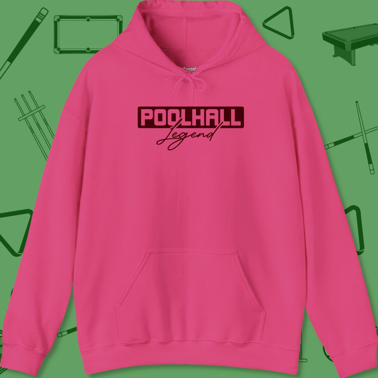 A Hoodie with billiards-themed design from Crossbank Clothing