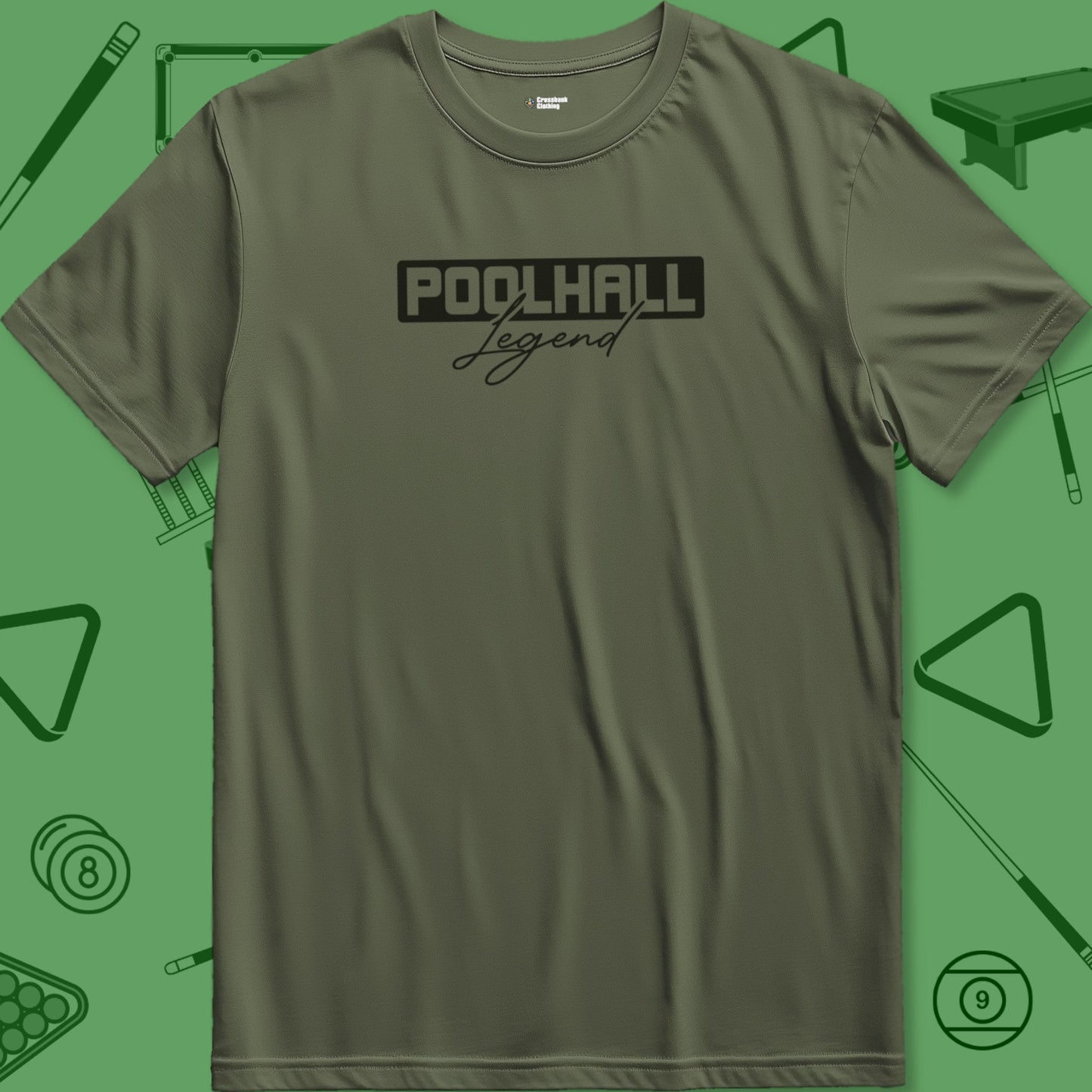 A T-Shirt with billiards-themed design from Crossbank Clothing