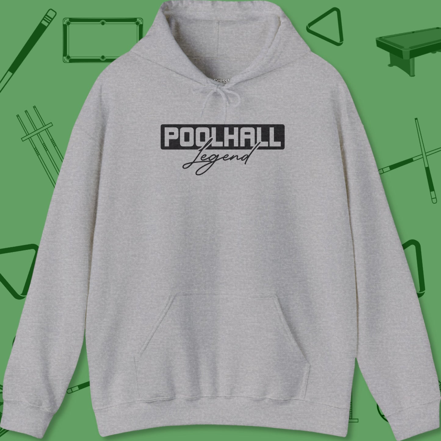 A Hoodie with billiards-themed design from Crossbank Clothing