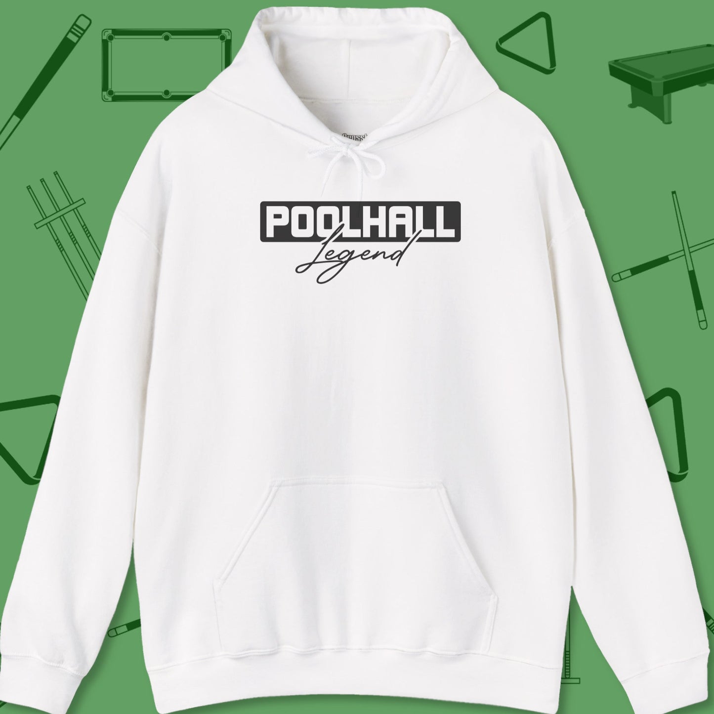 A Hoodie with billiards-themed design from Crossbank Clothing