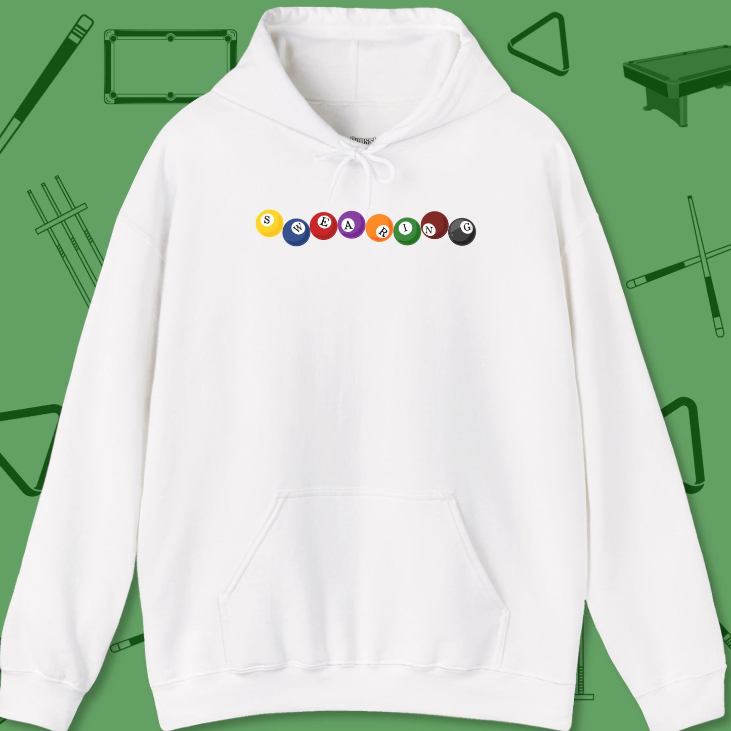 A Hoodie with billiards-themed design from Crossbank Clothing