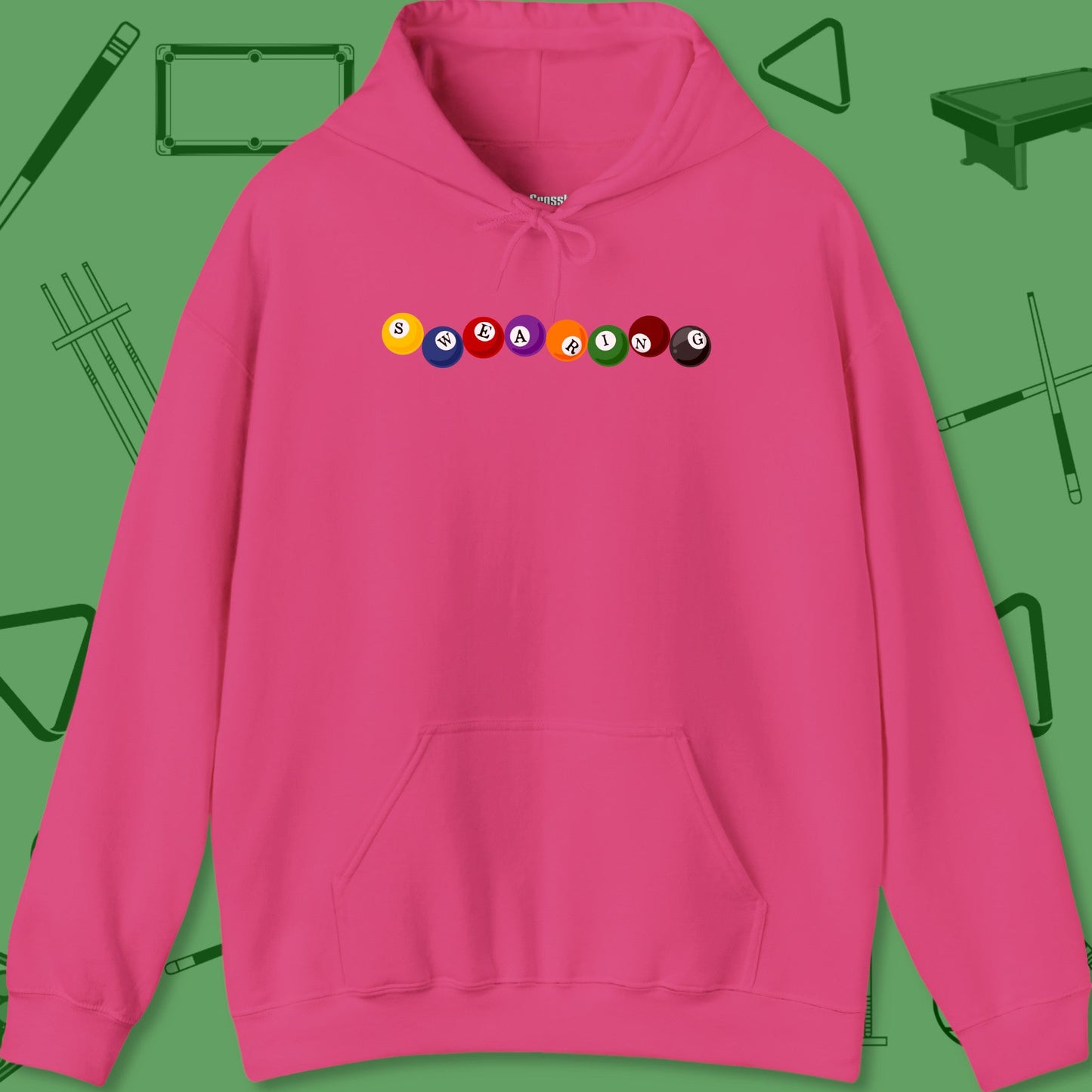 A Hoodie with billiards-themed design from Crossbank Clothing