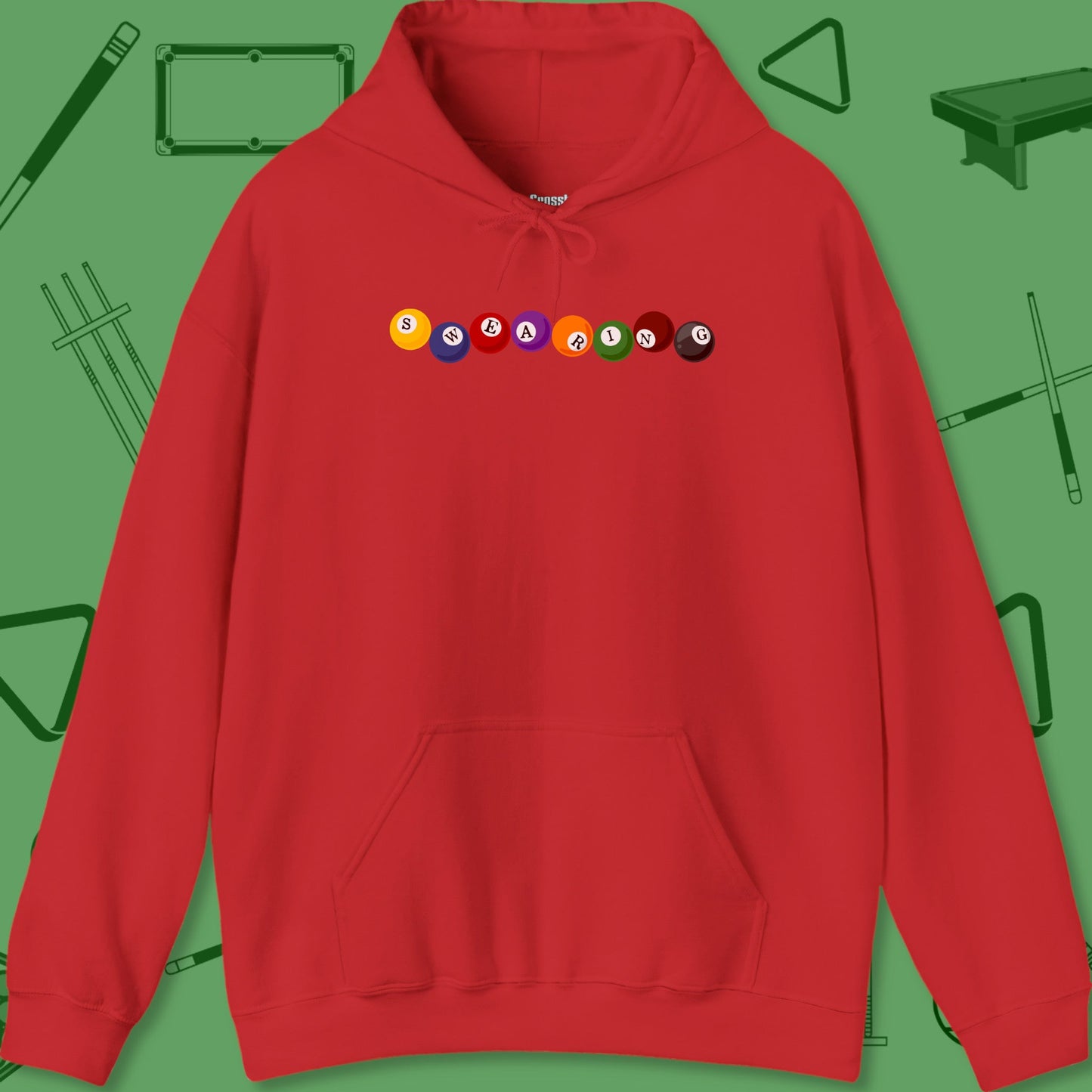 A Hoodie with billiards-themed design from Crossbank Clothing