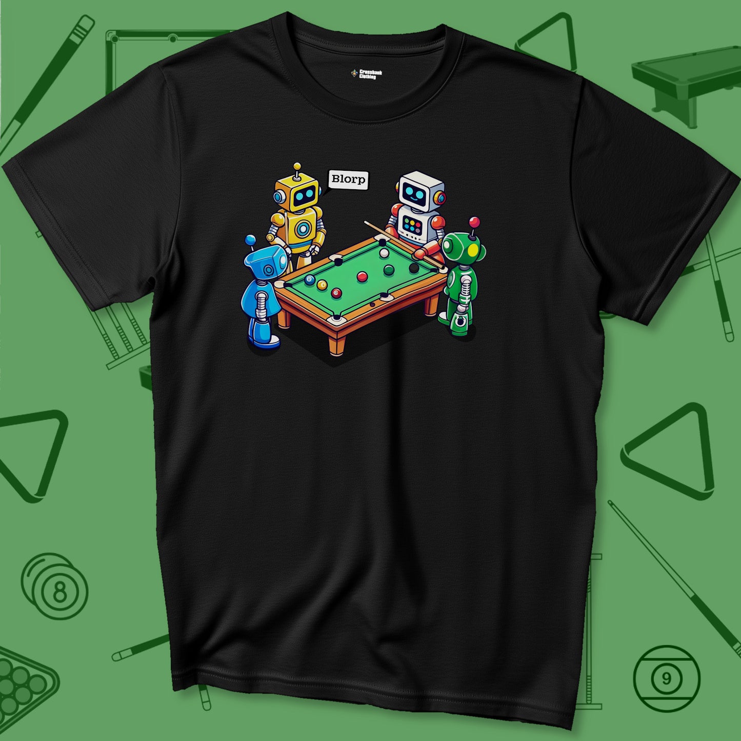 A T-Shirt with billiards-themed design from Crossbank Clothing