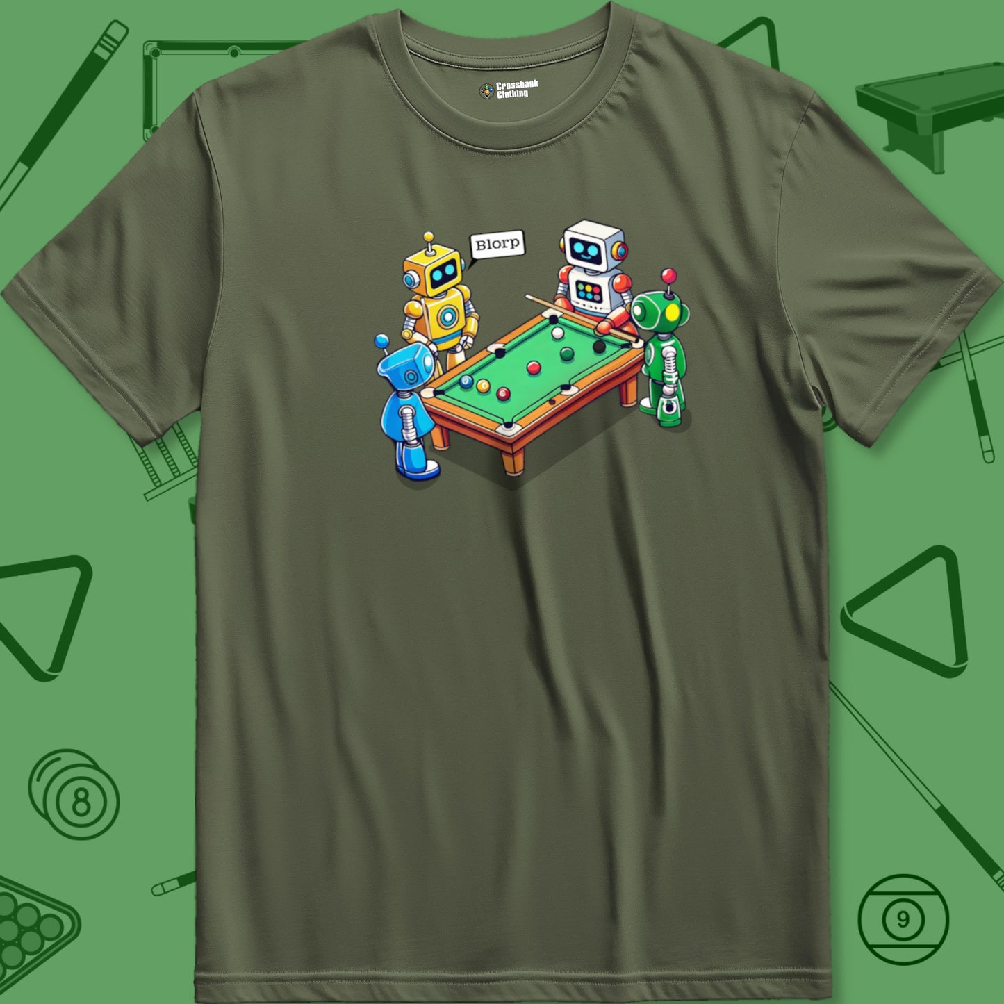 A T-Shirt with billiards-themed design from Crossbank Clothing