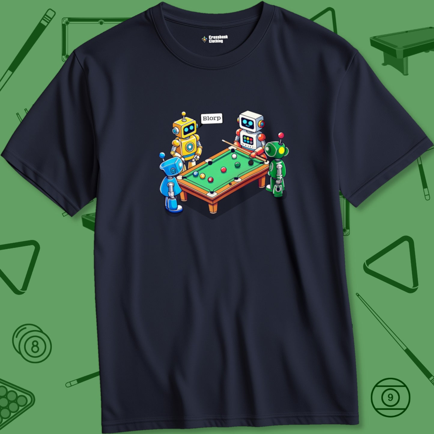 A T-Shirt with billiards-themed design from Crossbank Clothing