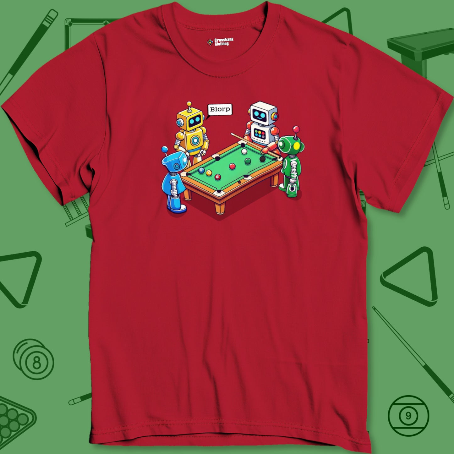 A T-Shirt with billiards-themed design from Crossbank Clothing