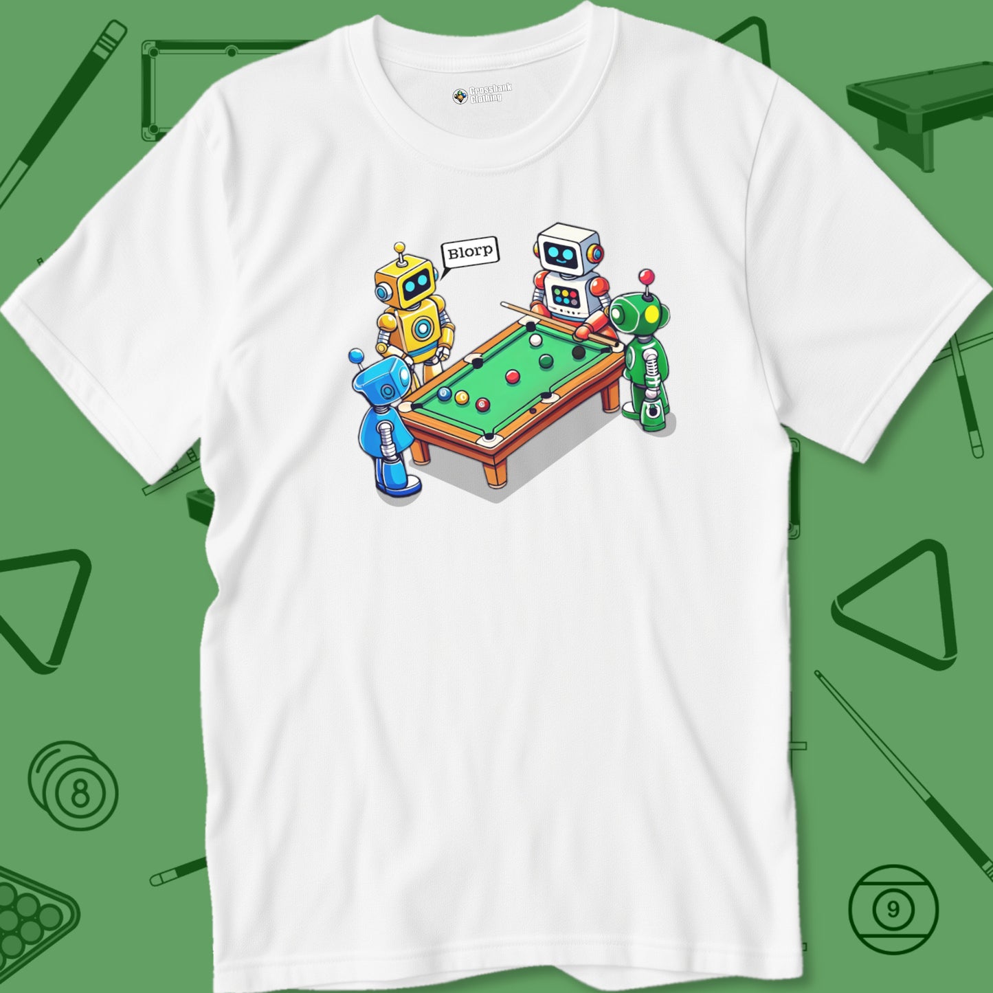 A T-Shirt with billiards-themed design from Crossbank Clothing