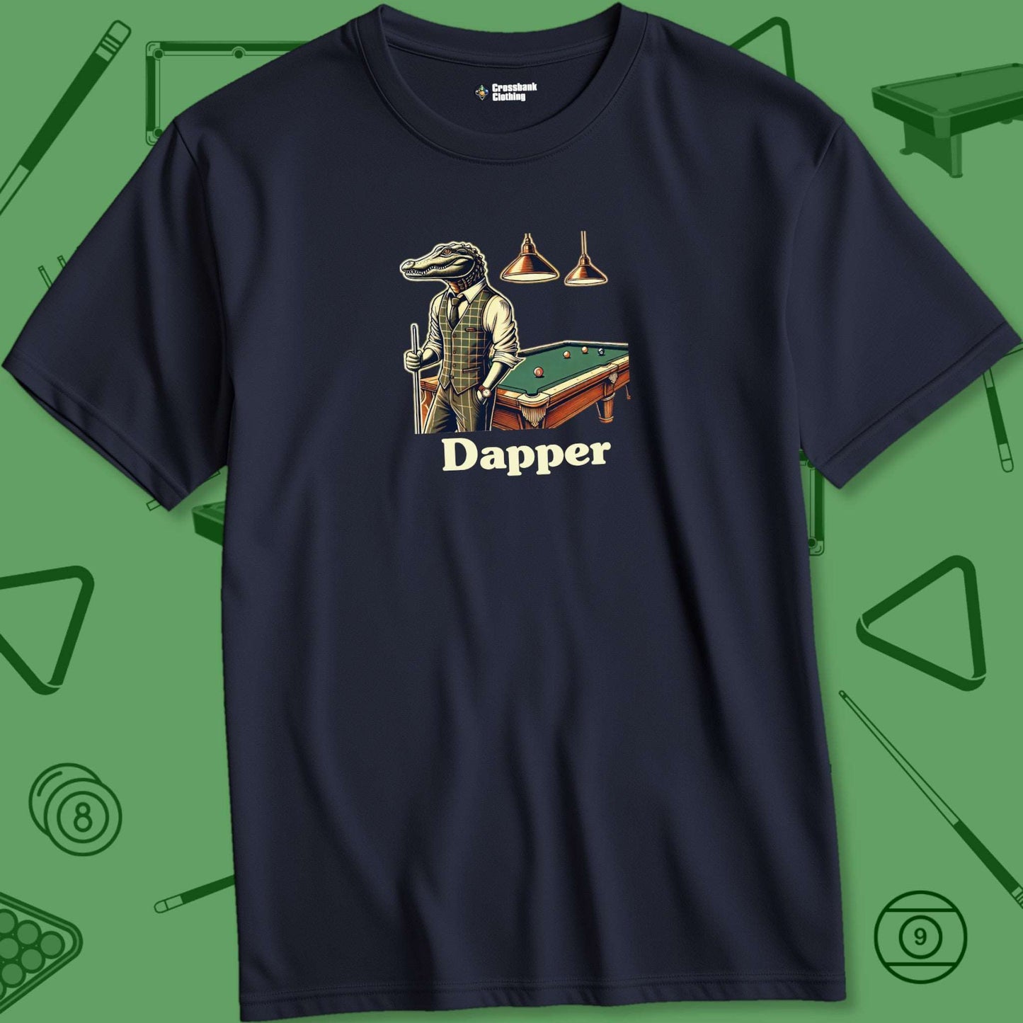 A T-Shirt with billiards-themed design from Crossbank Clothing