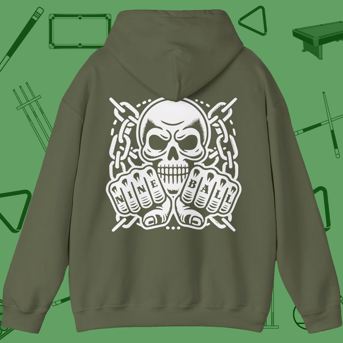 Skull & Chains Nine Ball Billiards Hoodie