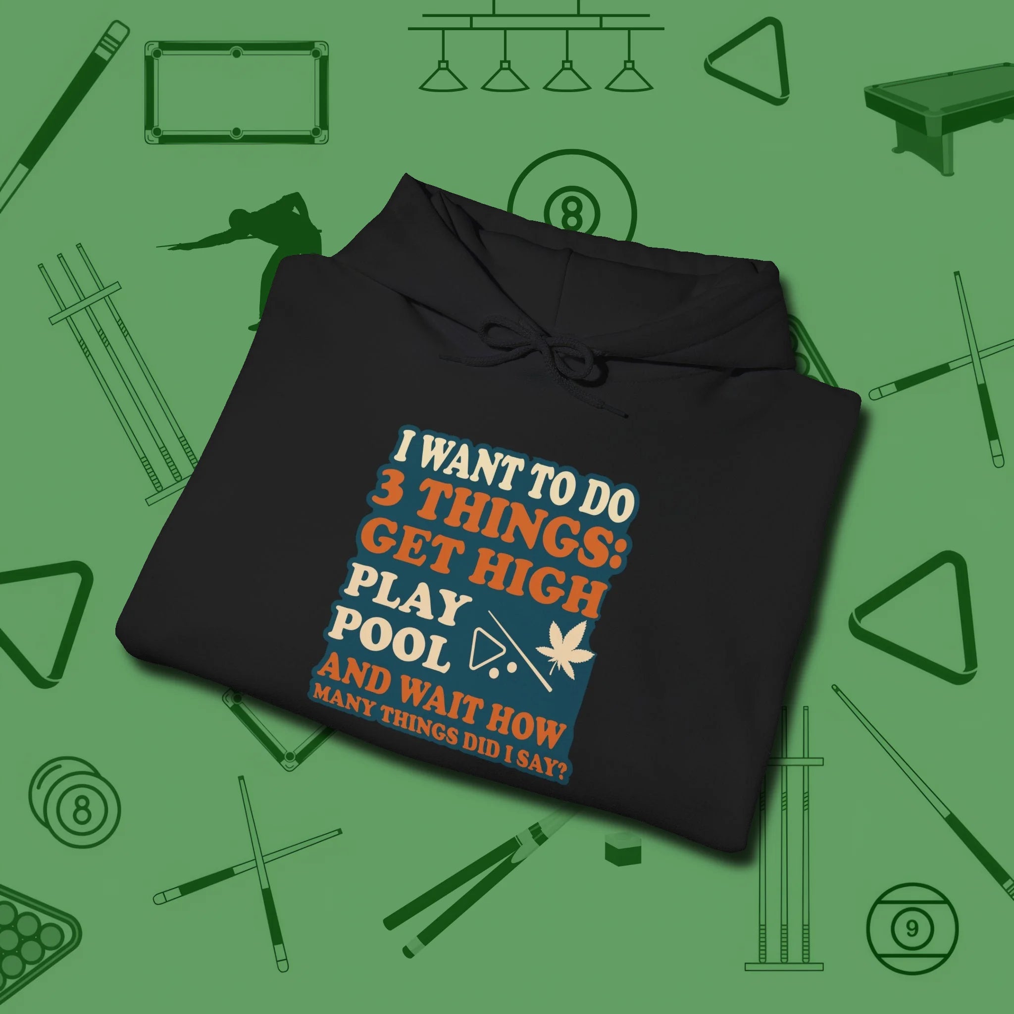 3 Things Hoodie, folded view, in Black built for bold breaks and quiet confidence