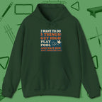 3 Things Hoodie, front view, in Forest Green designed for dead stroke and deadpan looks