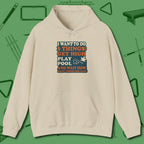 3 Things Hoodie, front view, in Sand tough like your favorite break cue