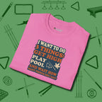 3 Things T-Shirt, folded view, in Azalea helps your stroke and your style