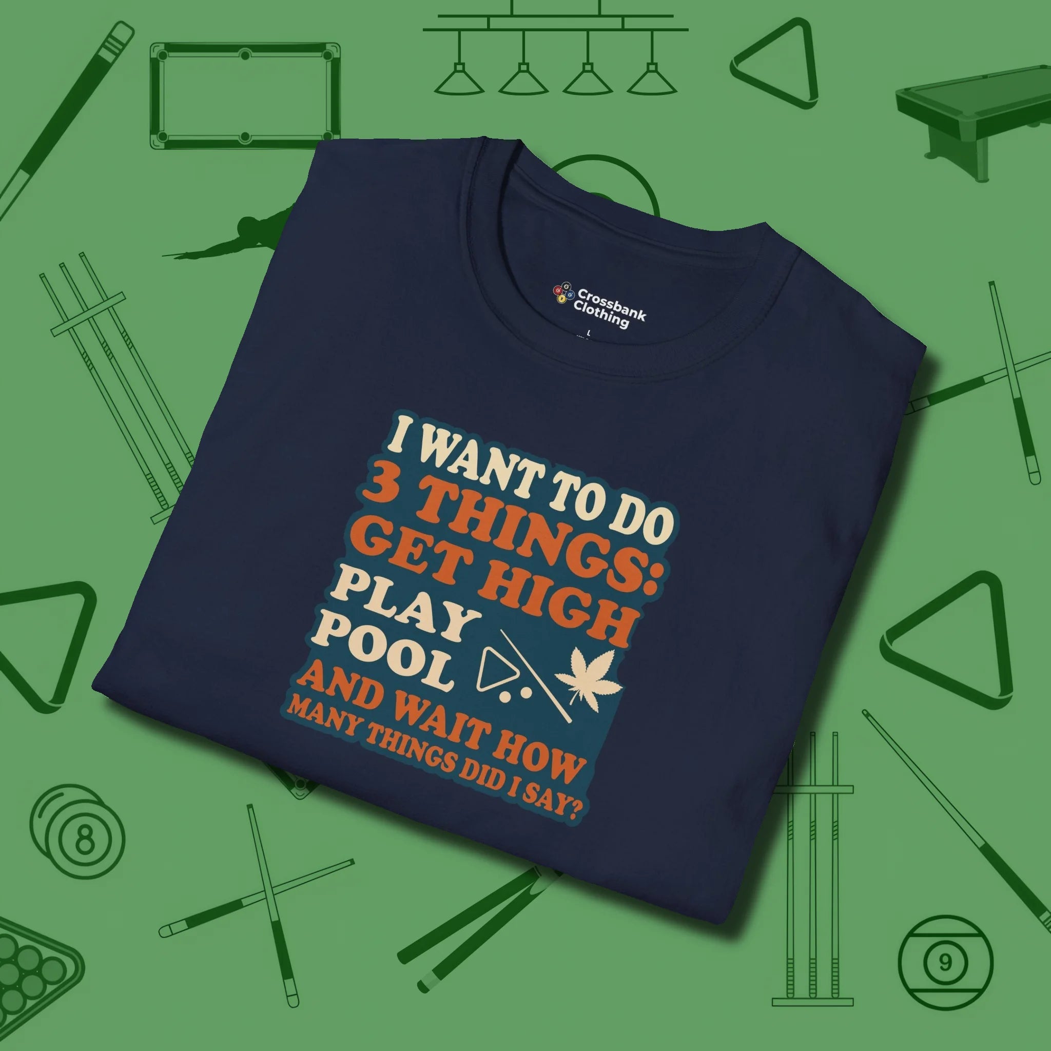 3 Things T-Shirt, folded view, in Navy what the real shooters wear